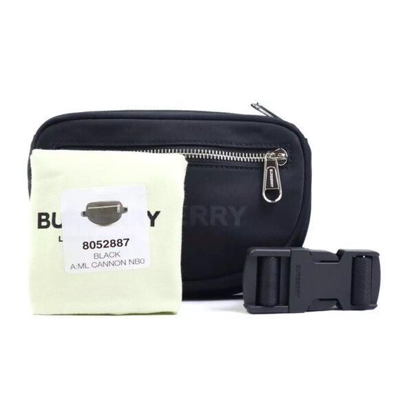 Auth BURBERRY Waist Bag Body Bag Black Nylon - - Picture 1 of 12
